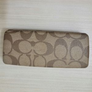 Coach Signature C Monogram Tan Brown Hard Clamshell Glasses or Sunglasses Case